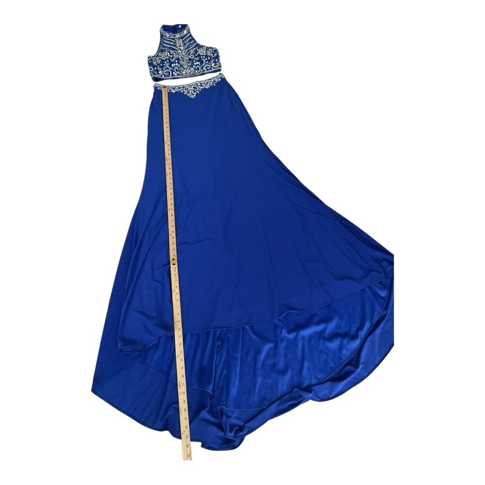Alyce Paris Royal Blue Beaded 2-Piece Prom Dress Size 6 High Neck Formal Gown - Picture 10 of 11